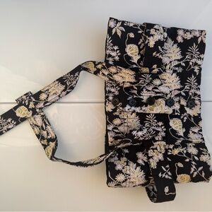 Robert Rodriguez Black and Cream Floral Belt